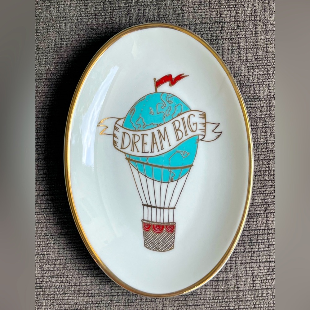 Dream Big Trinket Dish with Gold Trim